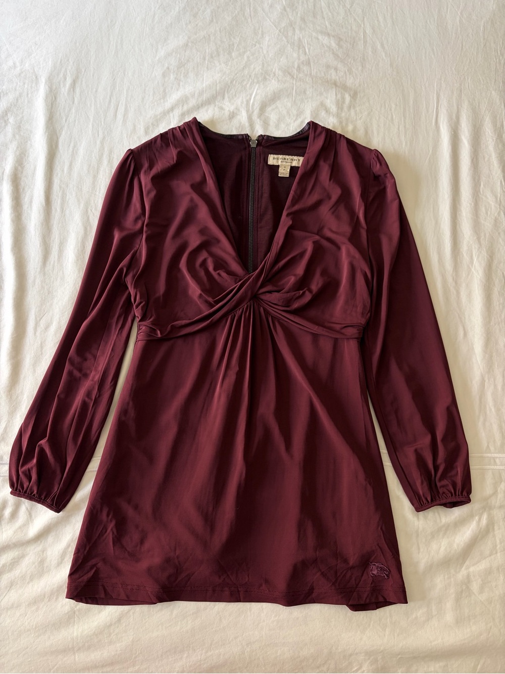 Burberry Long Sleeve Burgundy Blouse Size S